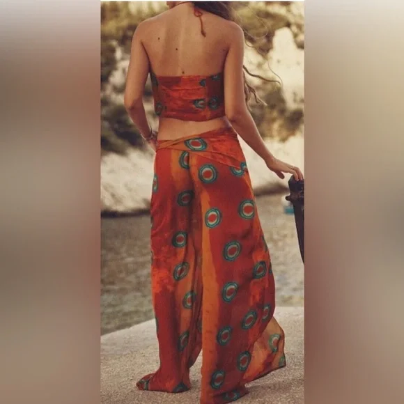 ZARA semi sheer multicoloured pareo pants size small - Picture 5 of 10